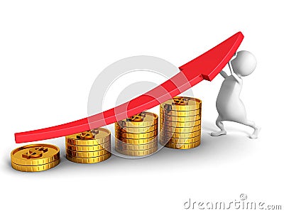 White 3d Man And Successful Business Golden Coins Bar Graph Stock Photo