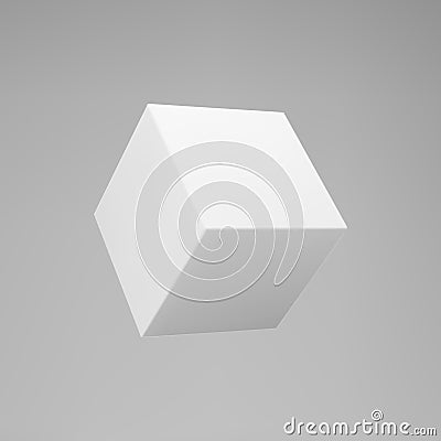 White 3d modeling cube with perspective isolated on grey background. Render a rotating 3d box in perspective with Vector Illustration