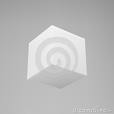 White 3d modeling cube with perspective isolated on grey background. Render a rotating 3d box in perspective with Vector Illustration