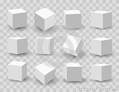 White 3d modeling cubes Vector Illustration