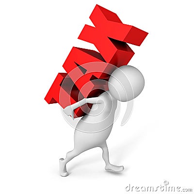 White 3D person carrying red word tax Cartoon Illustration