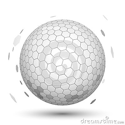 White 3D Sphere with Mapped Black and White Honeycomb Stock Photo