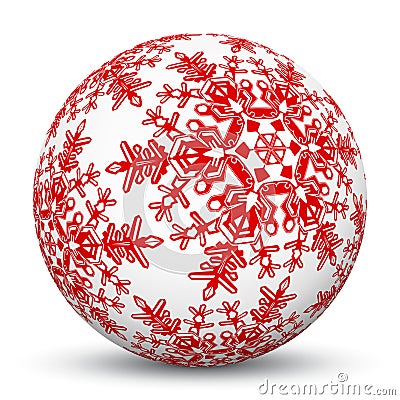 Beautiful White 3D Vector Sphere with Mapped Red Snowflake Texture Stock Photo