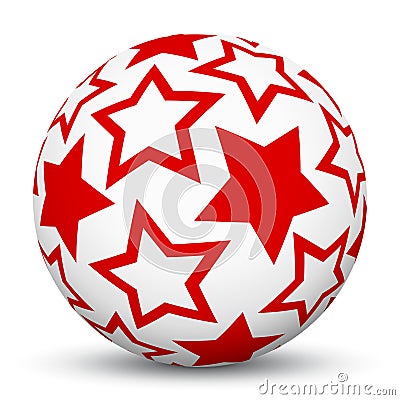 3D Sphere with Mapped Red Star Texture - Vector Illustration! Stock Photo