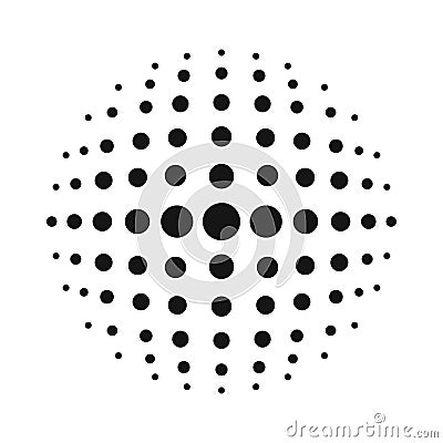 White 3D vector halftone sphere.Dotted spherical background.Logo template with shadow.Circle dots isolated on the white background Stock Photo