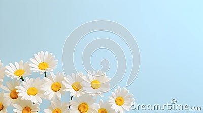 White daisies on a light blue background, copy spaces Stock Photo