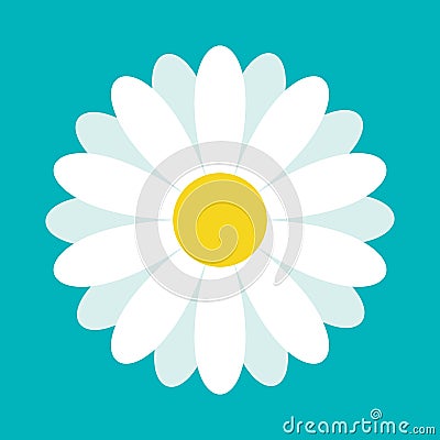White daisy chamomile. Cute flower plant collection. Love card. Camomile icon Growing concept. Flat design. Green Vector Illustration
