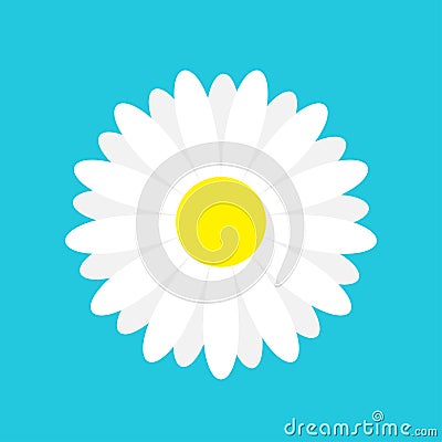 White daisy chamomile marguerite icon. Cute flower plant collection. Love card. Camomile icon Growing concept. Flat design. Blue b Vector Illustration