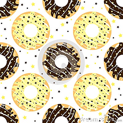 White and dark chocolate donuts Stock Photo