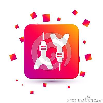 White Dart arrow icon isolated on white background. Square color button. Vector Vector Illustration