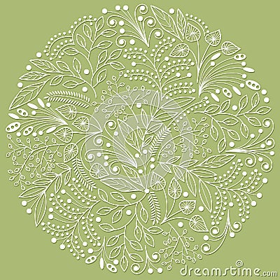 White decorative floral composition Vector Illustration