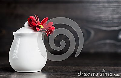 White decorative vase on the table Stock Photo