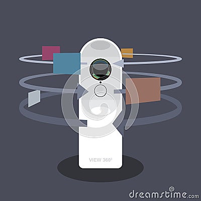 A white 360 degree camera video recorder Vector Illustration