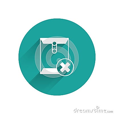 White Delete envelope icon isolated with long shadow background. Delete or error letter. Cross on message. Rejected mail Stock Photo