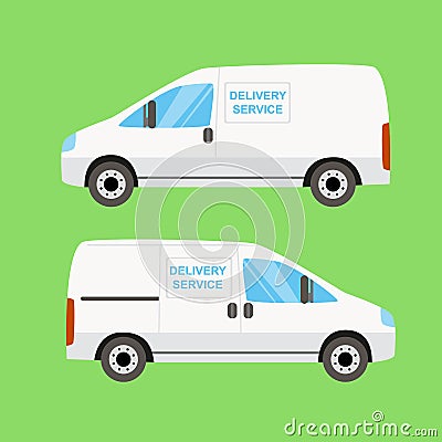 White delivery van twice Vector Illustration