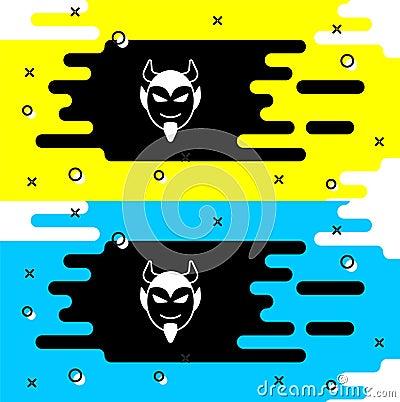 White Devil head icon isolated on black background. Happy Halloween party. Vector Stock Photo