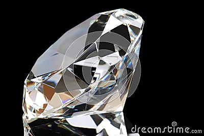 White Diamond on Black Background Stock Photo