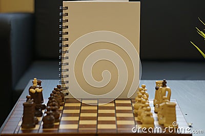 White diary with chess board Stock Photo