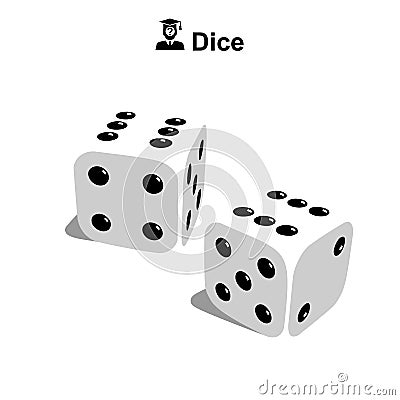 White Dice, Casino, , flat design, elements Stock Photo