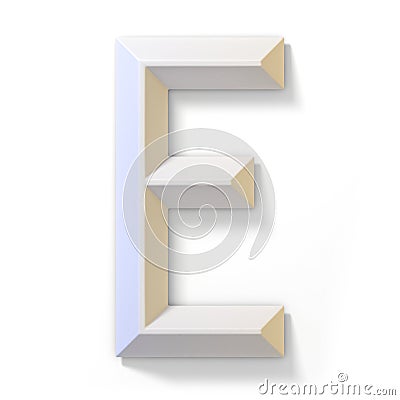 White dimensional font LETTER E 3D Cartoon Illustration