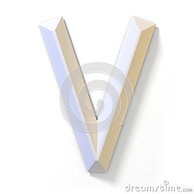 White dimensional font LETTER V 3D Cartoon Illustration