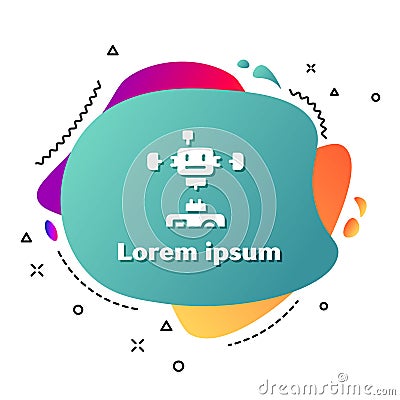 White Disassembled robot icon isolated on white background. Artificial intelligence, machine learning, cloud computing Vector Illustration