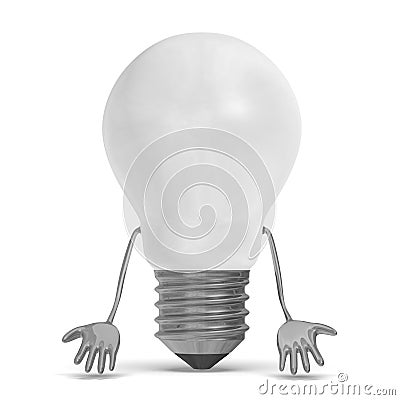 White discouraged tungsten light bulb character Stock Photo