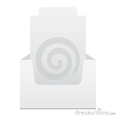 White Display Holder Box POS POI Cardboard Blank Empty, Front View. On White Background Isolated. Mockup, Mock Up, Vector Illustration