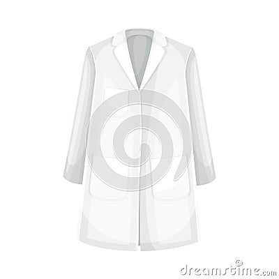 White Doctor Coat with Long Sleeve and Pocket as Uniform and Workwear Clothes Vector Illustration Vector Illustration