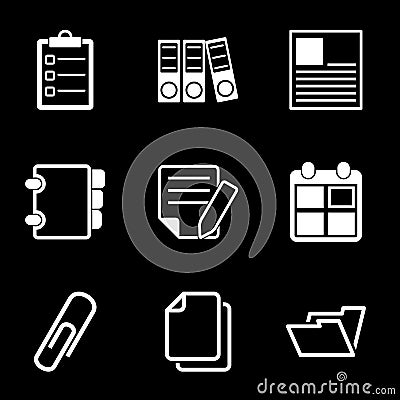 White Document Office Icons Vector Illustration