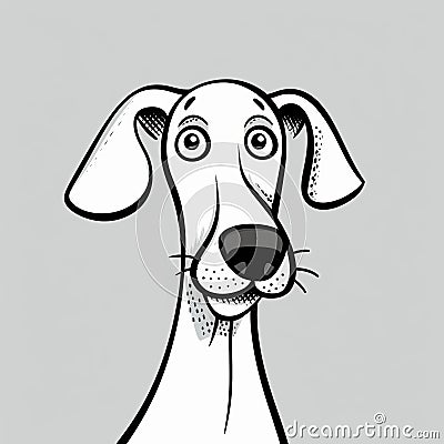 Playful Cartoon Dog With Big Eyes And Long Nose On Gray Background Stock Photo