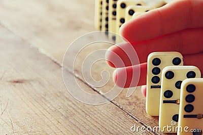 White domino blocks. Retro style image Stock Photo