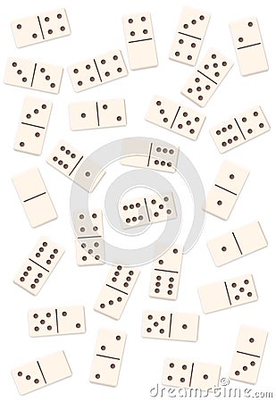 White Dominos Shuffled Game Mixed Up Tiles Pieces Vector Illustration