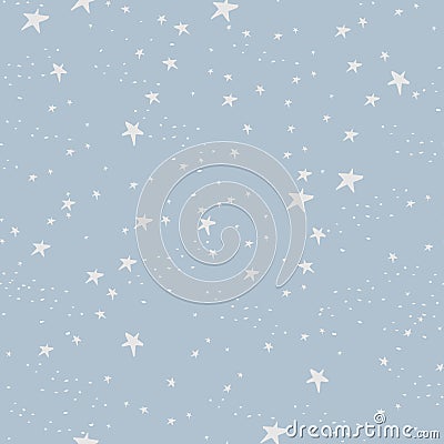 White doodle stars. Seamless fabric design pattern Vector Illustration