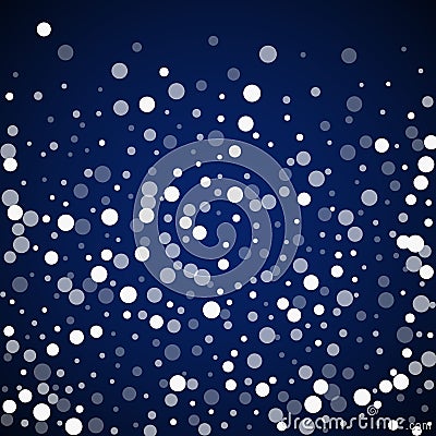 White dots Christmas background. Subtle flying sno Vector Illustration