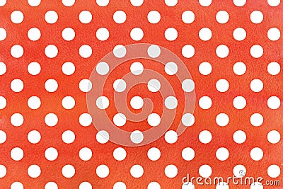 White dots on red watercolor background Stock Photo