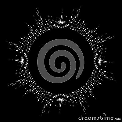 White dotted round equalizer isolated on black background Vector Illustration