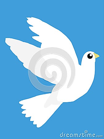 White dove on a beautiful blue background. simple and easy illustrations. Cartoon Illustration