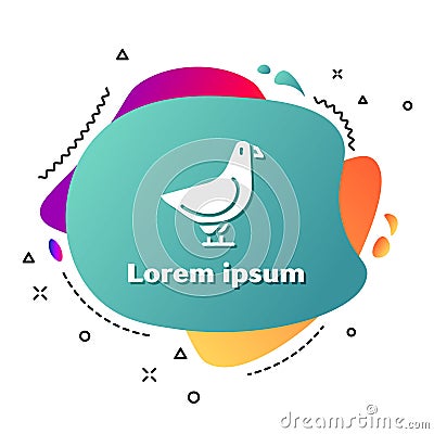 White Dove icon isolated on white background. Abstract banner with liquid shapes. Vector Vector Illustration