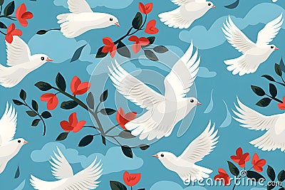 White doves flying. Peace concept against war and armed conflicts Stock Photo