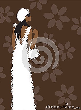 White dress, fashion woman Vector Illustration