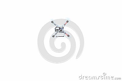 White drone armed with camera Stock Photo