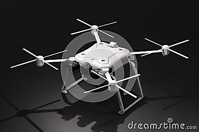 White drone with quadcopter Stock Photo