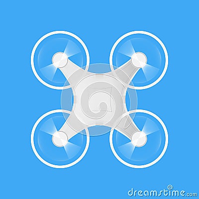 White drone symbol on blue isolated background Cartoon Illustration