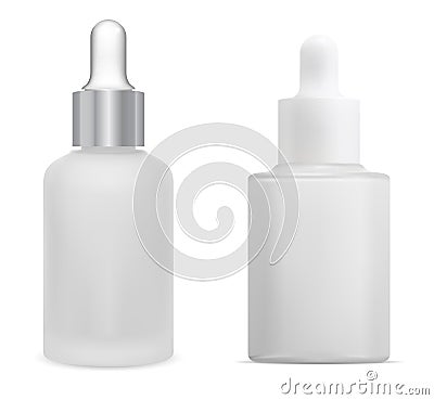 White dropper bottle, vector mockup. Isolated serum essence vial Vector Illustration