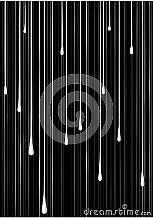White drops drip down the black surface, pattern Vector Illustration