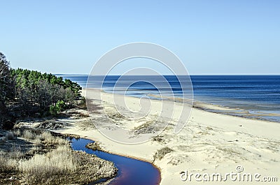 The White Dune and Baltic see in spring, Latvia Stock Photo
