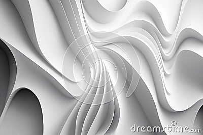 White dynamic abstract wavy wallpaper background, organic beautiful white voluminous background, generated ai Stock Photo