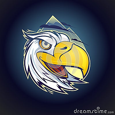 White eagle portrait vector logo design Vector Illustration