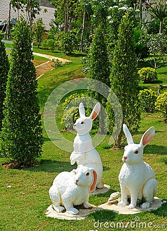 White Easter Bunny Gangs on The Ground Stock Photo